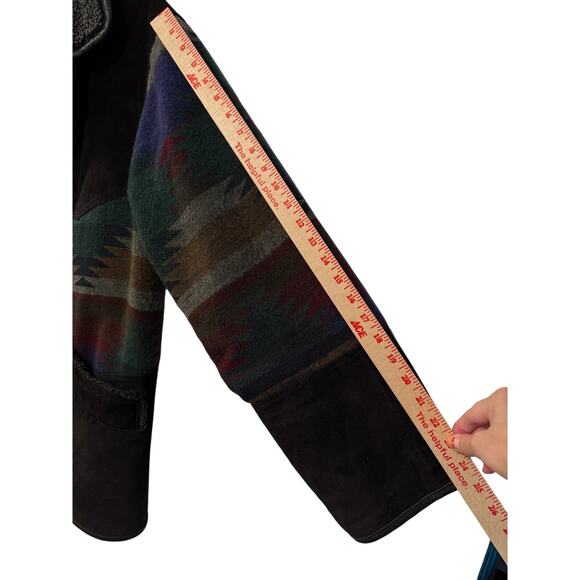 Scully M Vintage Southwestern Jacket Suede & Wool Aztec Western Coat Sherpa 40 - Picture 15 of 16